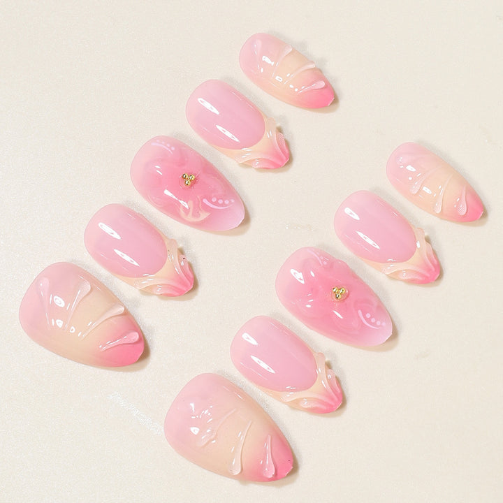 Elegantes Blumen Press-On Nail Art Set Karnz