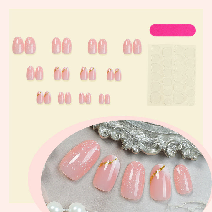Premium Dekorative Druck-Nagel-Set mit Glitzer und goldenen Akzenten Karnz