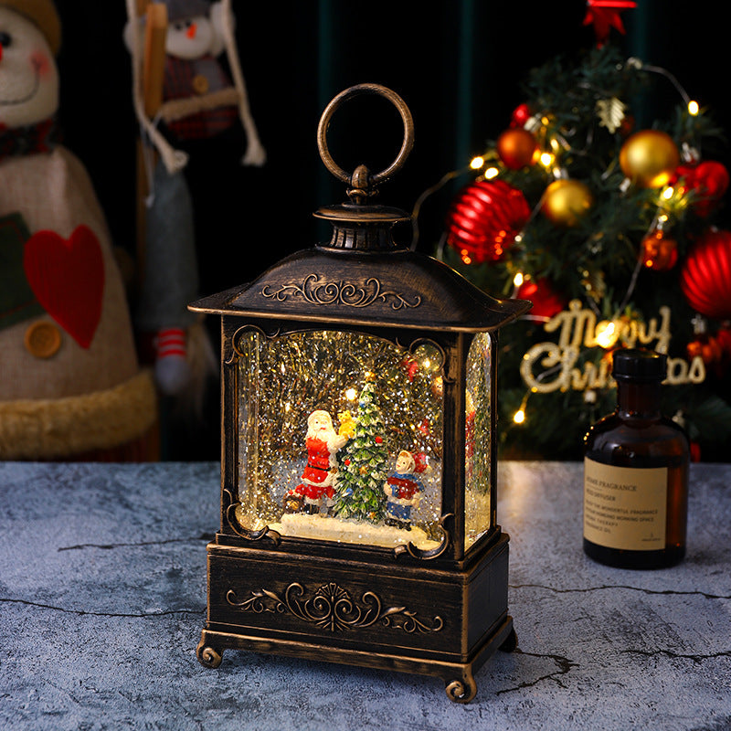 Beleuchtete Weihnachtslaterne mit Schnee- und Weihnachtsmotiv Karnz