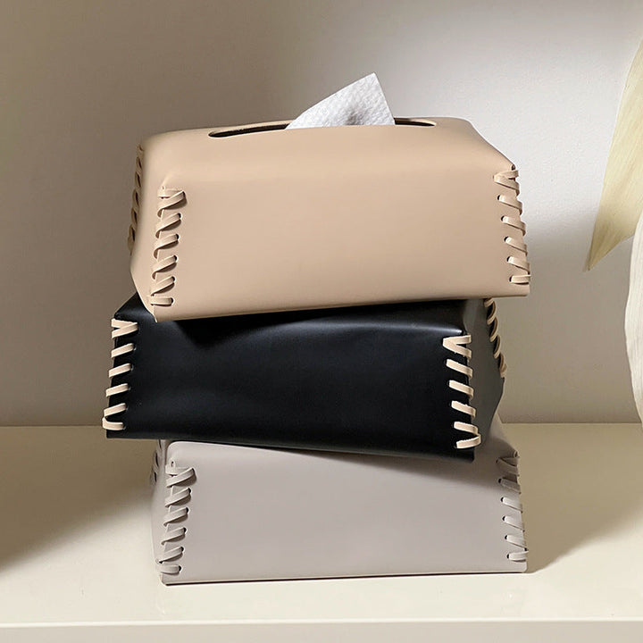 VédaLuxe Leder Taschentuchbox – handgefertigte Eleganz aus gewebtem Leder | Karnz