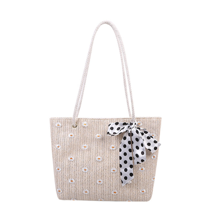 Stroh Strandtasche mit dekorativem Schal