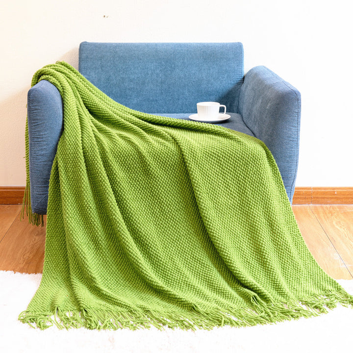 Dekorative Fransen Strickwurfdecke