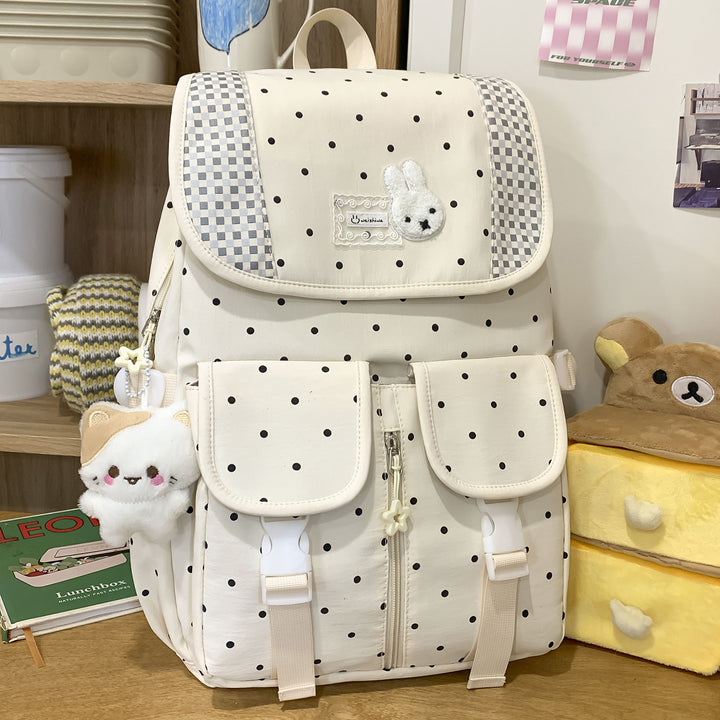 Niedlicher Illustrierter Polka Dot Rucksack Karnz