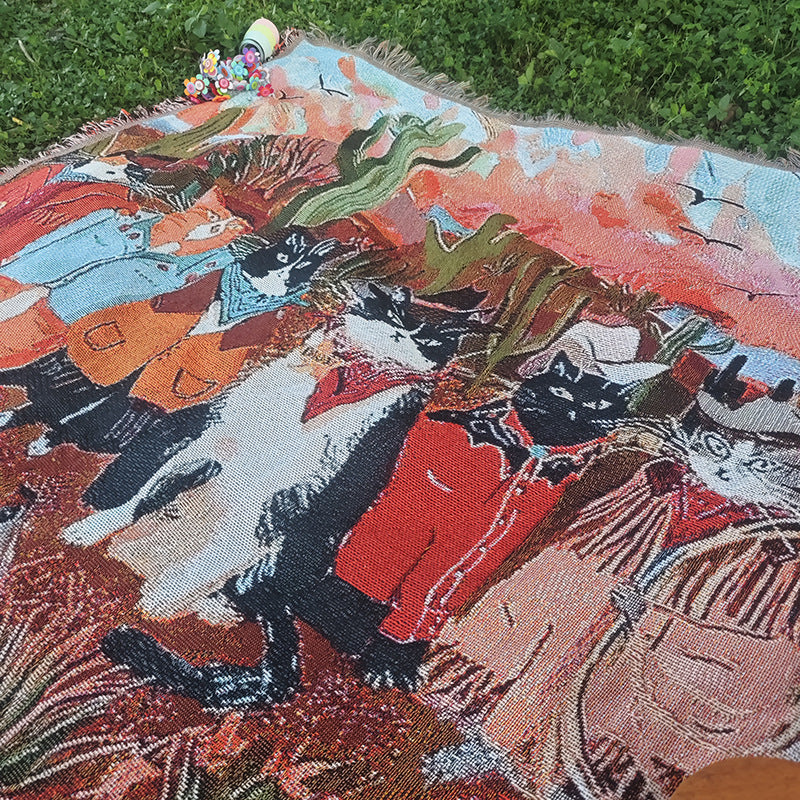 Künstlerische katzenmotivierte Decke