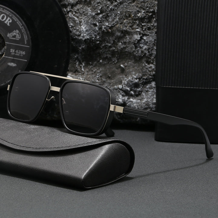 Damen elegante quadratische Sonnenbrille mit hochwertigem Metallrahmen Karnz