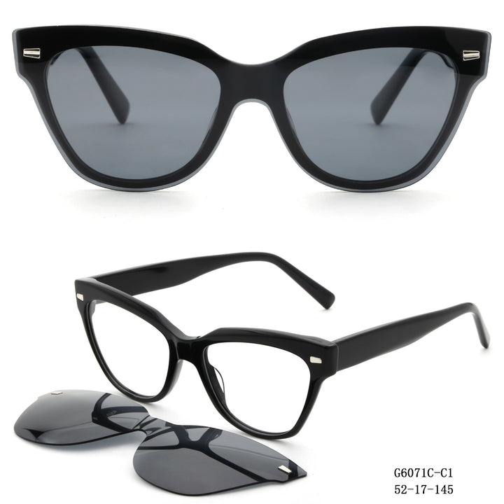 Damen modische Cat-Eye Sonnenbrille mit abnehmbaren Gläsern Karnz