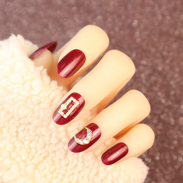 Elegantes, mit Strass verziertes Press-On-Nagel-Set