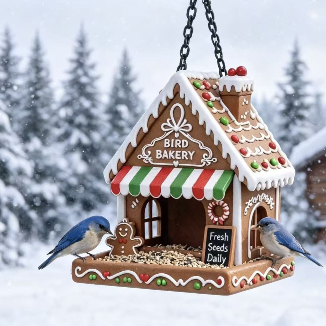 Vogel-Futterhaus im Lebkuchenhaus-Stil Karnz