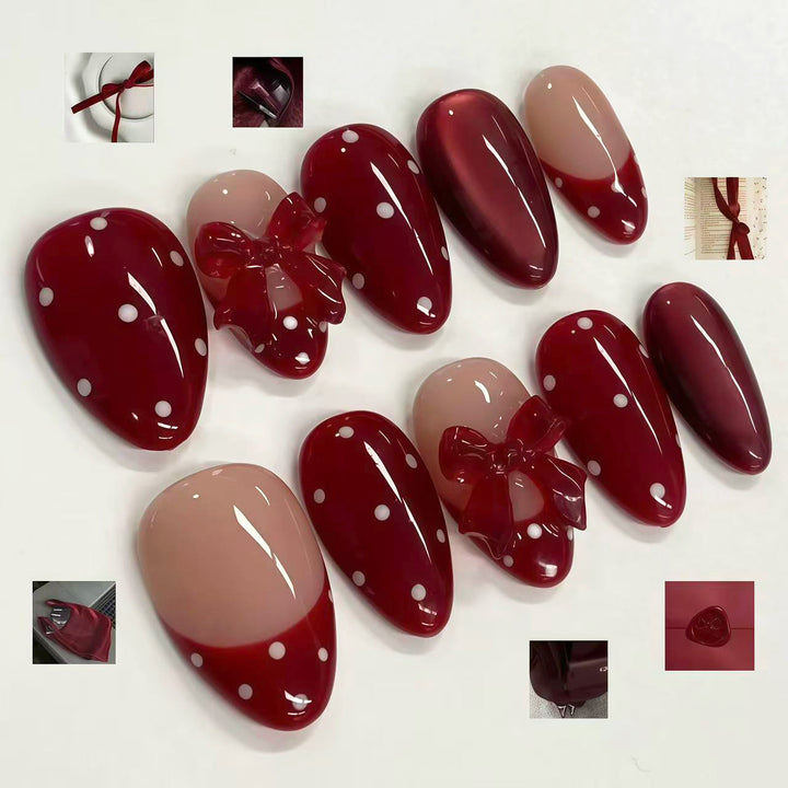 Bow-Verzierte Press-On Nagelset