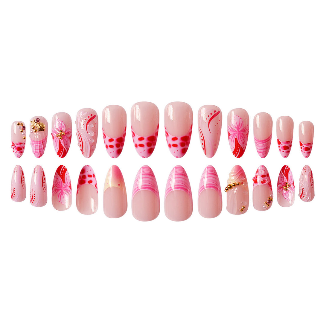 Elegantes 3D-Blumen-Press-On-Nageldesign Karnz