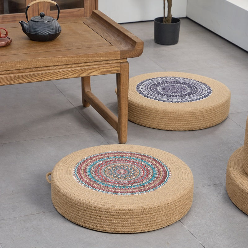 Runder Kunstleder Pouf Karnz