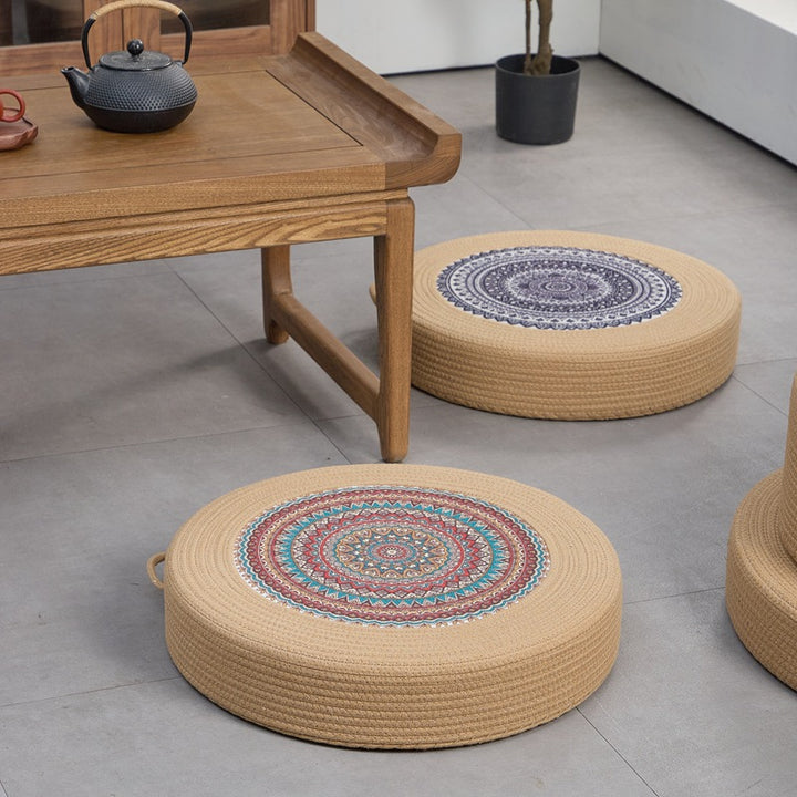 Runder Kunstleder Pouf Karnz