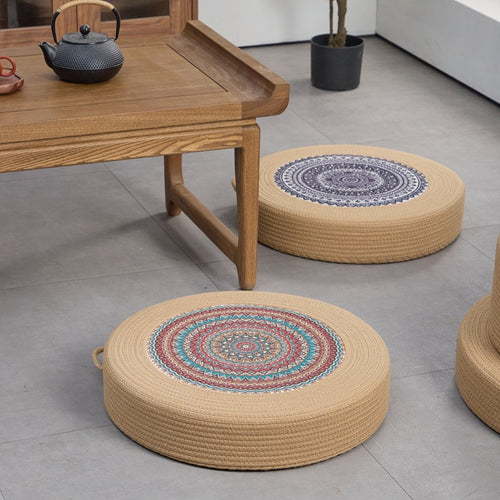 Runder Kunstleder Pouf Karnz