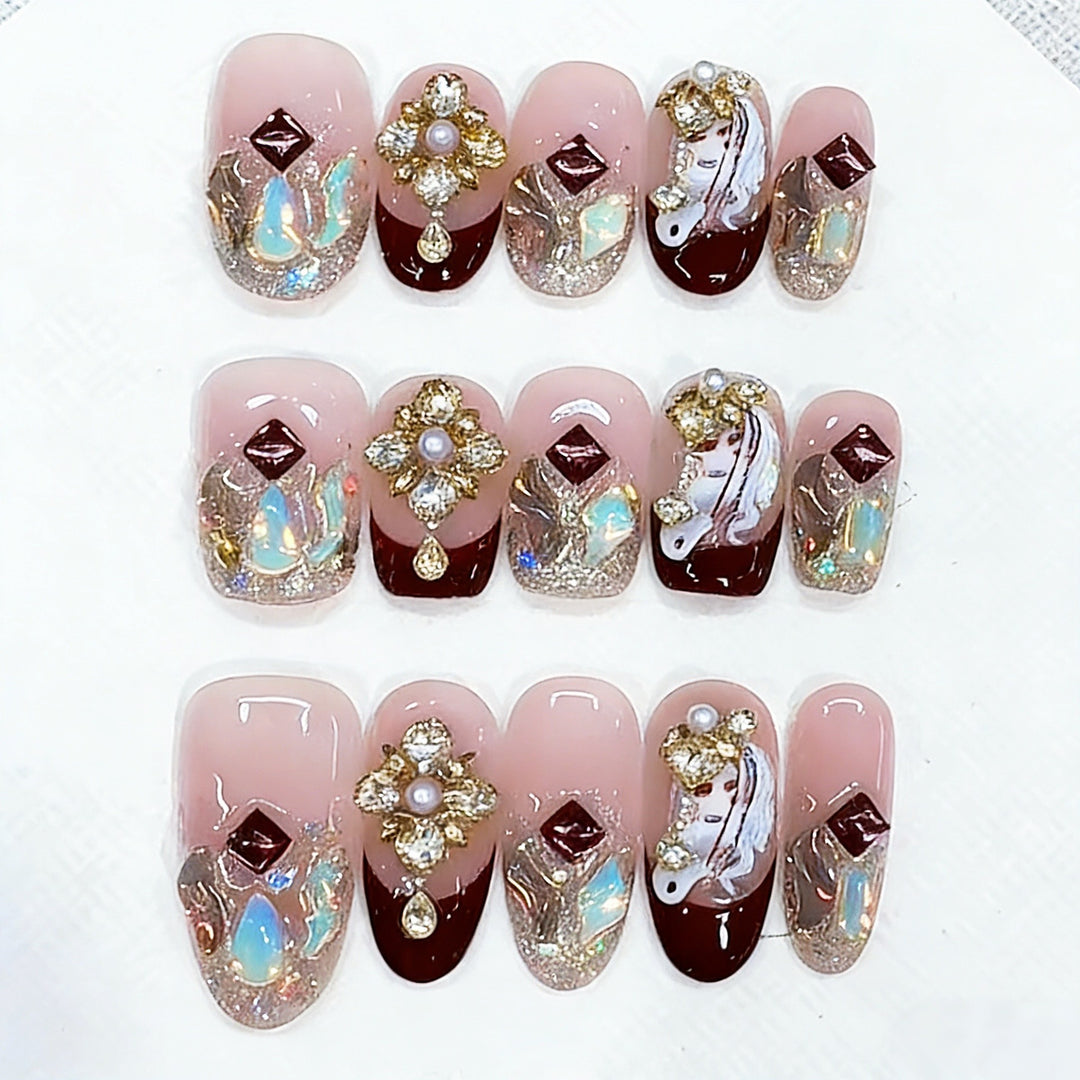 Luxuriöses Künstlerisches Press-On-Nagelset Karnz
