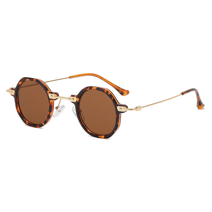 Damen Designer-Sonnenbrille mit hexagonalem Rahmen und luxuriösen Metallakzenten Karnz