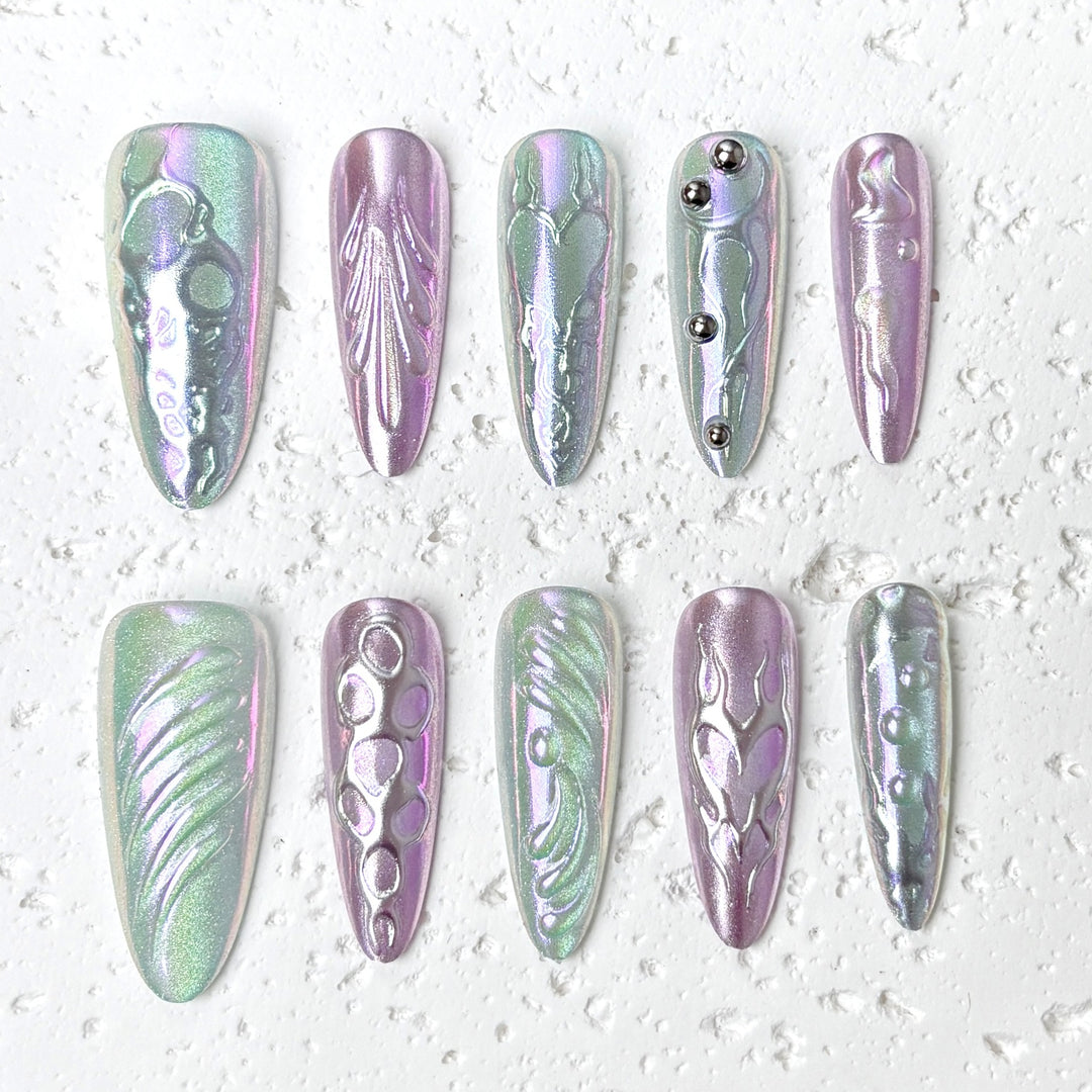 Holographisches Nagelkunst Press-On Set
