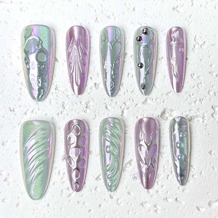 Holographisches Nagelkunst Press-On Set