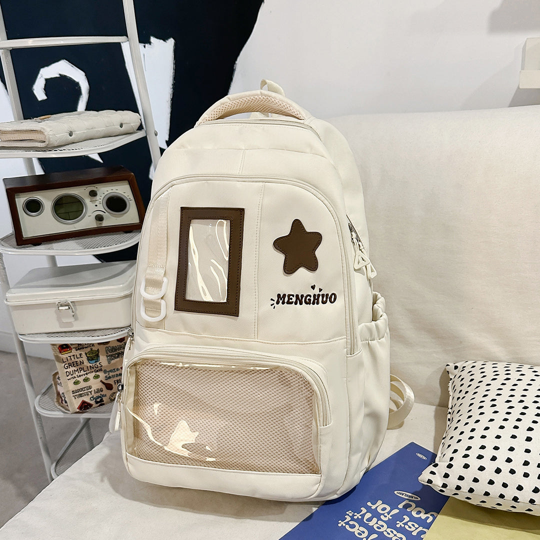 Strukturierter Casual-Rucksack mit transparentem Fach Karnz