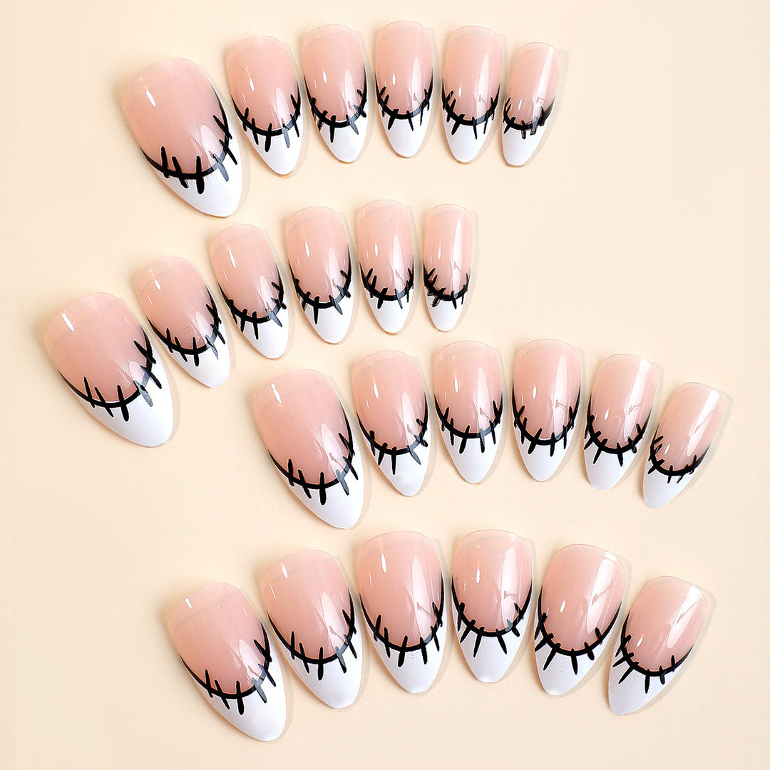 Kreatives Kunstnagelset mit originellem Näh-Design Karnz
