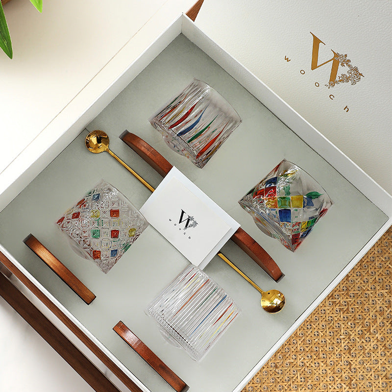 Rotierendes Multi-Color-Glas für Whiskey mit Geschenkbox | Karnz
