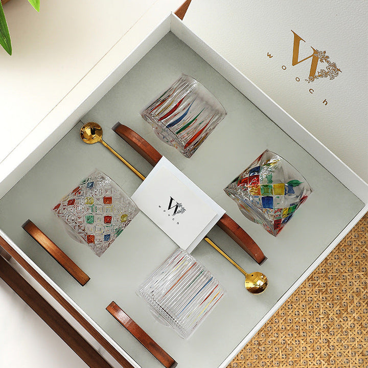 Rotierendes Multi-Color-Glas für Whiskey mit Geschenkbox | Karnz