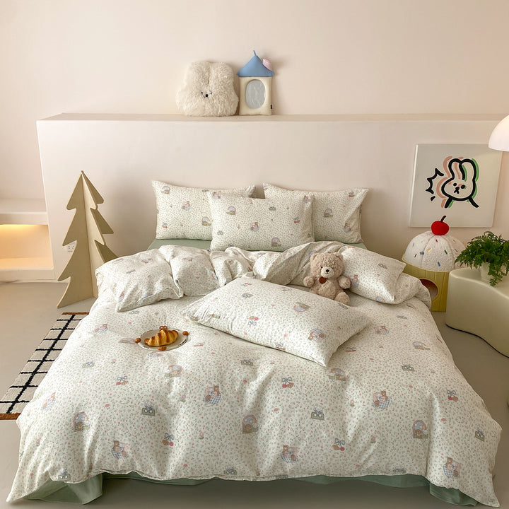 Children's Printed Cotton Duvet Cover Set with Matching Pillowcases