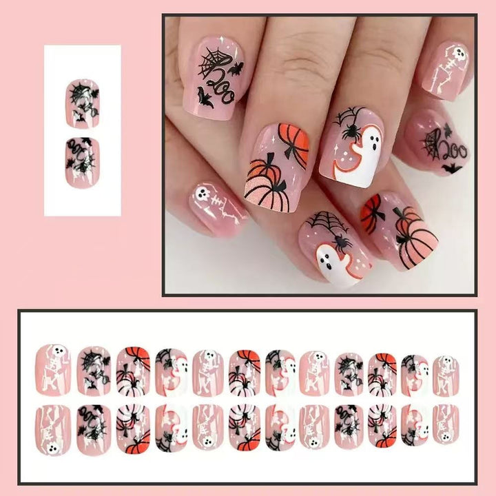 Halloween Kunstnagelset mit gruseligen 3D-Motiven und Spinnenverzierungen Karnz