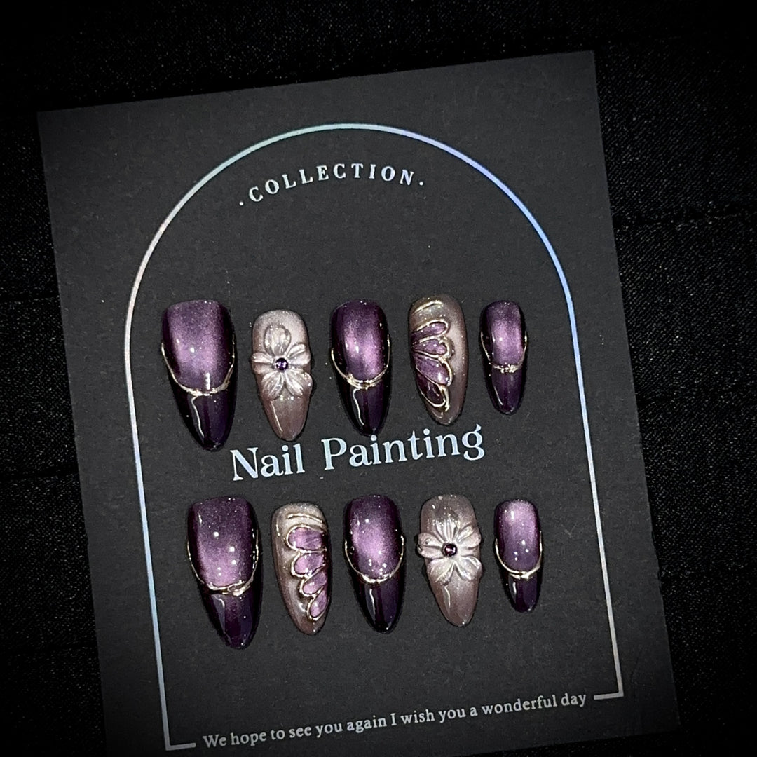 Elegante Blumen Design Press-On Nagel Set