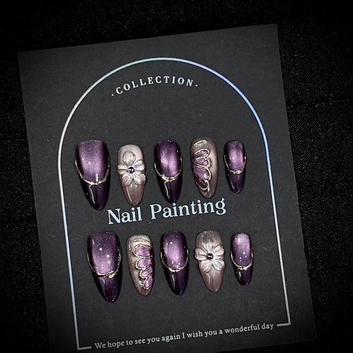 Elegante Blumen Design Press-On Nagel Set