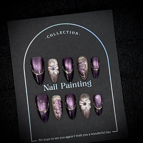 Elegante Blumen Design Press-On Nagel Set