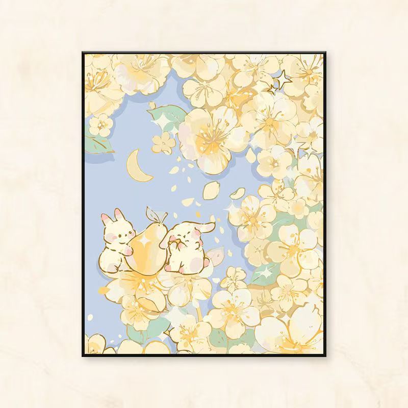 Verspielter Floral- und Tier-Themen Leinwand Kunstdruck Karnz