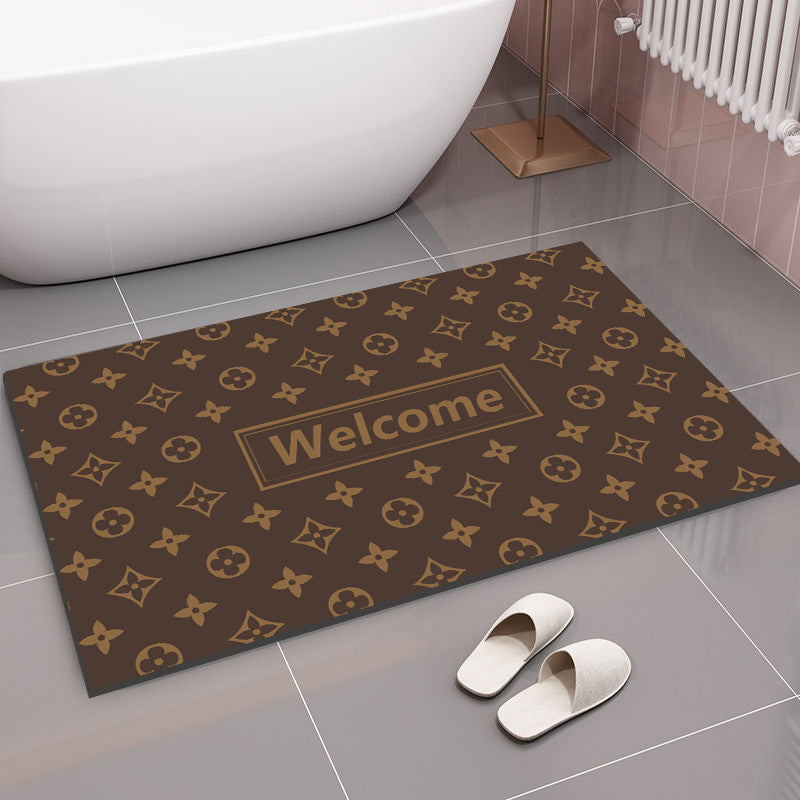 Spaßiger grafischer Badteppich für das Badezimmer