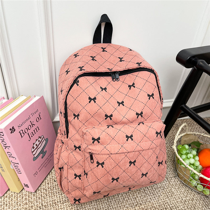 Lässiger Kord-Backpack mit Schleifenverzierung