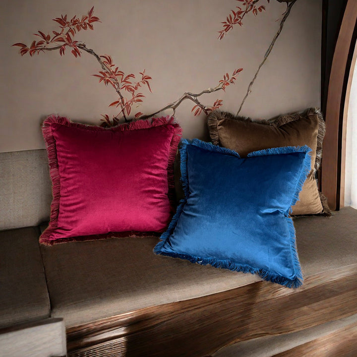 Fringed-Kante Quadrat und Lendenkissen Set