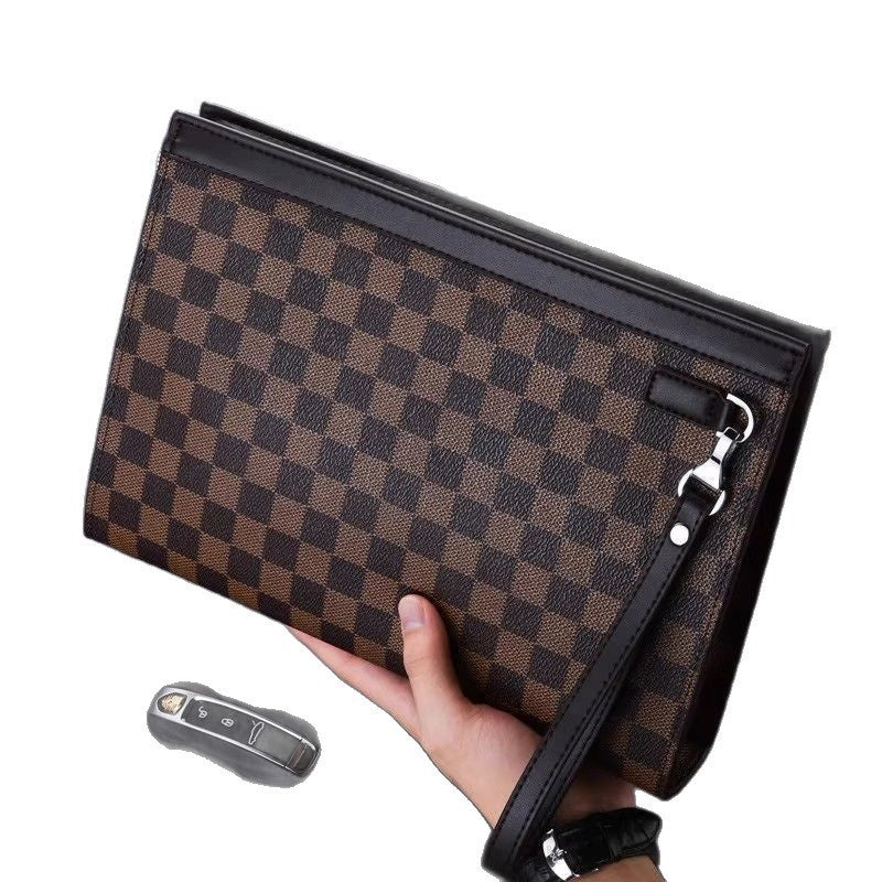 Leder Kariertes Dokumenten-Clutch Karnz