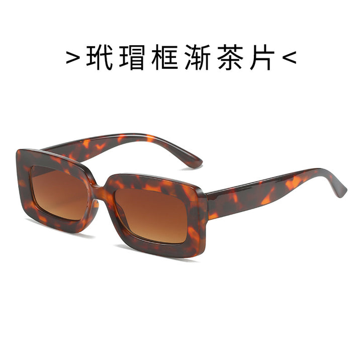 Damen Modische Schildkröten-Sonnenbrille mit rechteckigem Rahmen und Verlaufsgläsern Karnz