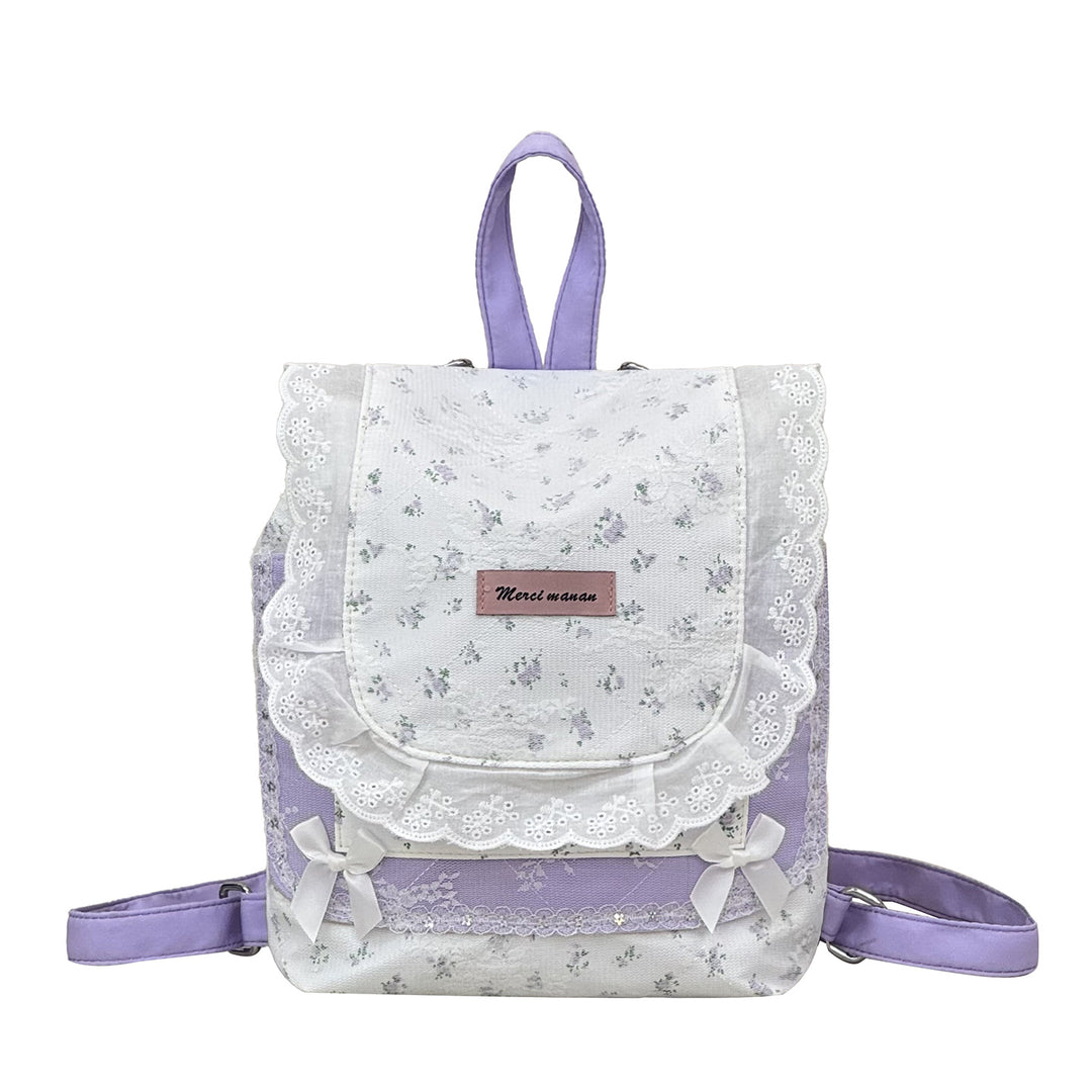 Blumenmuster Rucksack mit Spitzenbesatz