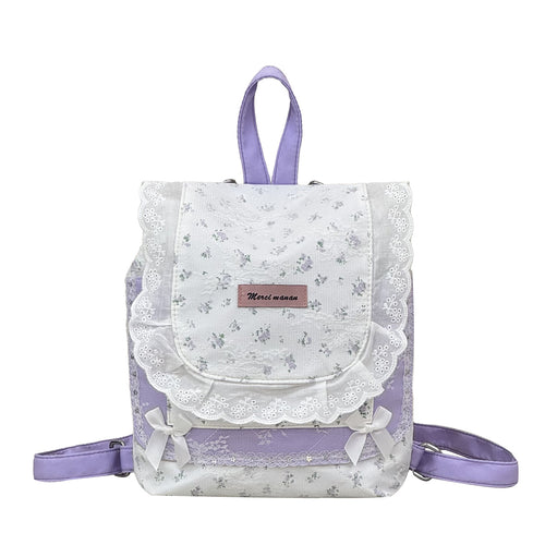 Blumenmuster Rucksack mit Spitzenbesatz