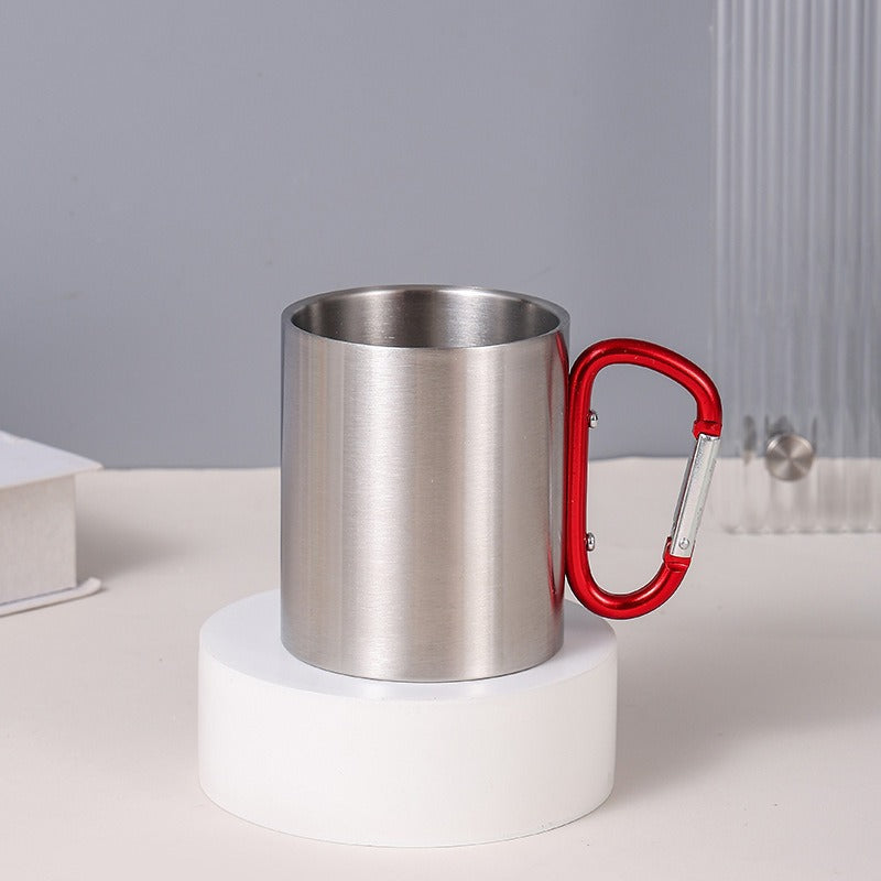 Damen Edelstahl Kaffee-Becher mit Karabiner Griff Karnz