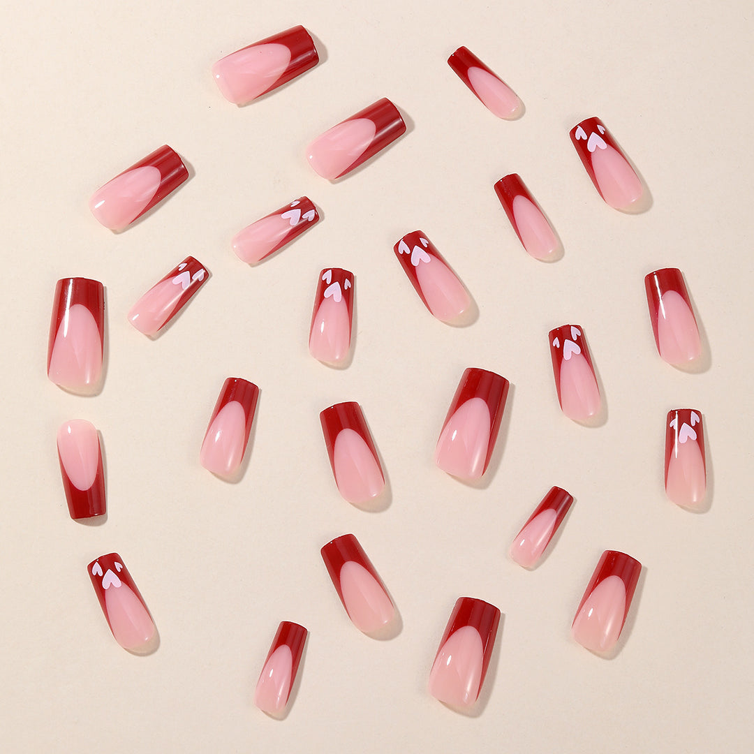 Herz-Muster Acryl Nagelkunst Extensions Karnz