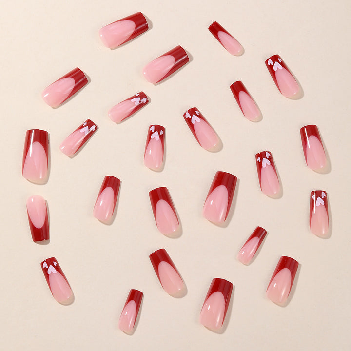 Herz-Muster Acryl Nagelkunst Extensions Karnz