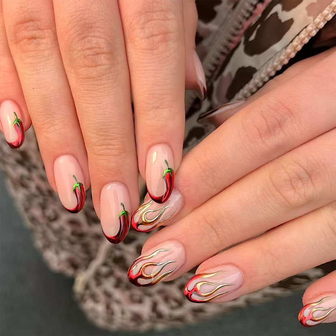 Künstliche Fingernägel Im Kreativen Paprika-Design Karnz