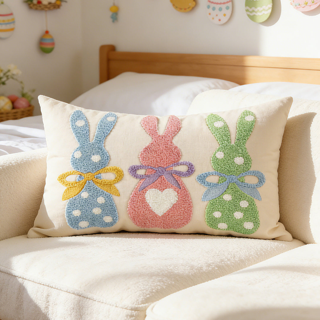 Geplüschtes Bunny Applikation Nackenstützkissenbezug mit Pom-Pom Schwanz