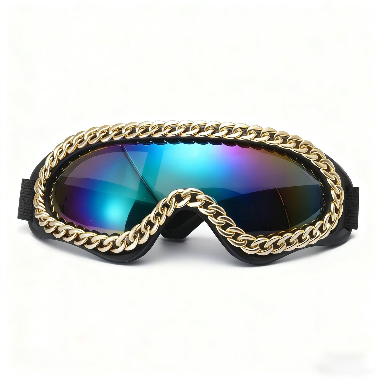 Damen modische Sportbrille mit goldener Kettenverzierung Karnz