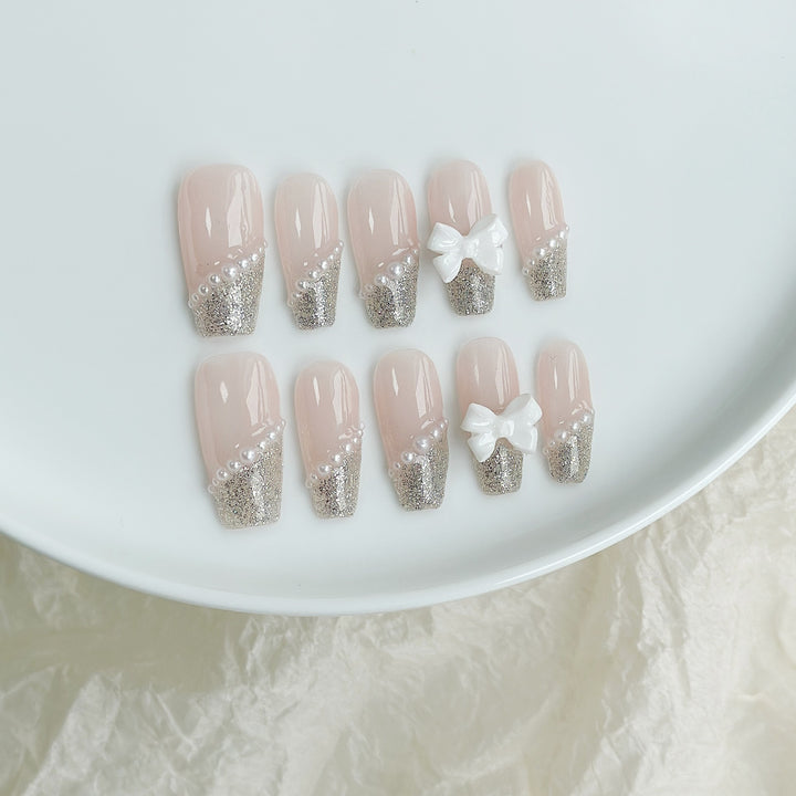 Glamouröse Glitzernde Press-On Nagelkunst Set