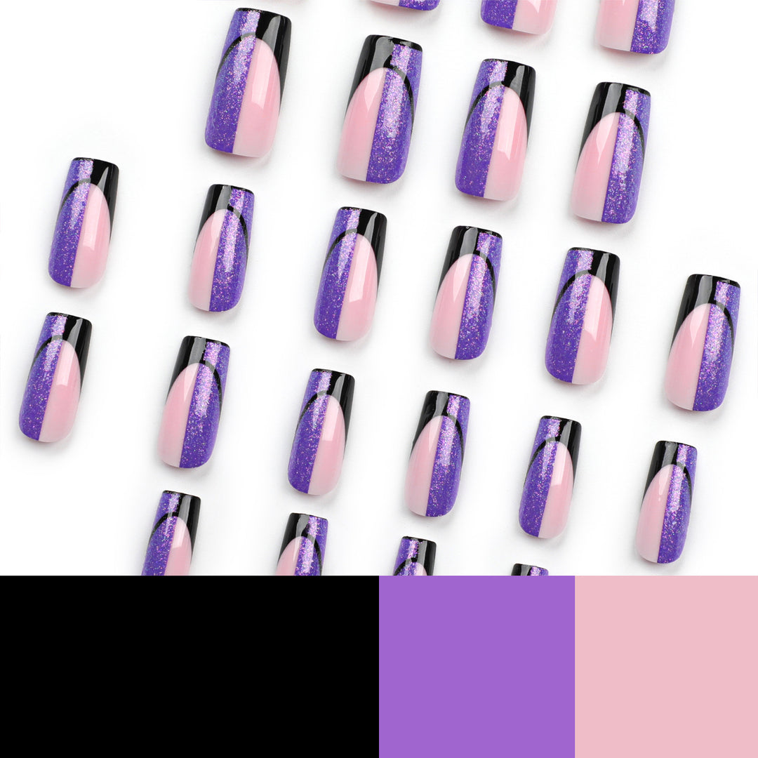 Kunstvolle Nagelverlängerungen mit glamourösem Farbverlauf und Glitzerdetails Karnz