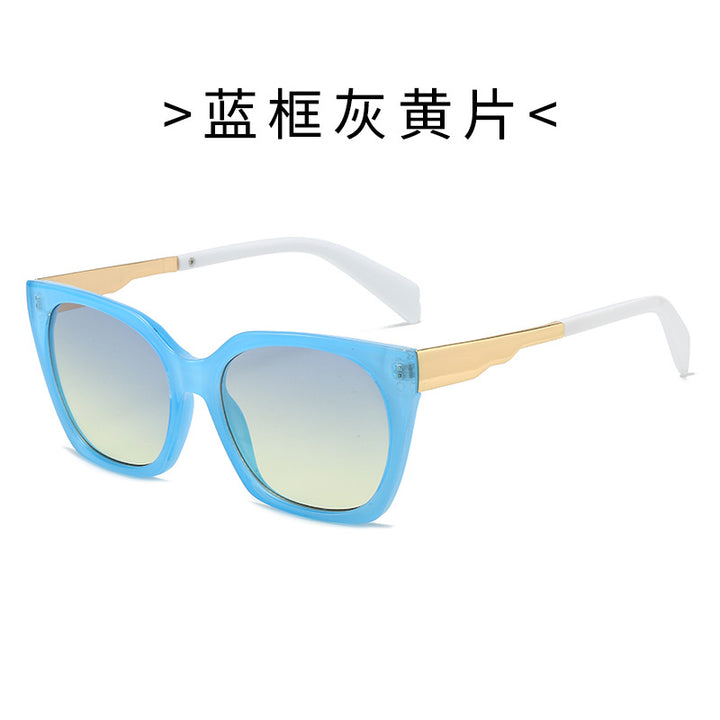 Damen Oversized-Sonnenbrille mit elegantem transparentem Rahmen und goldenen Akzenten Karnz