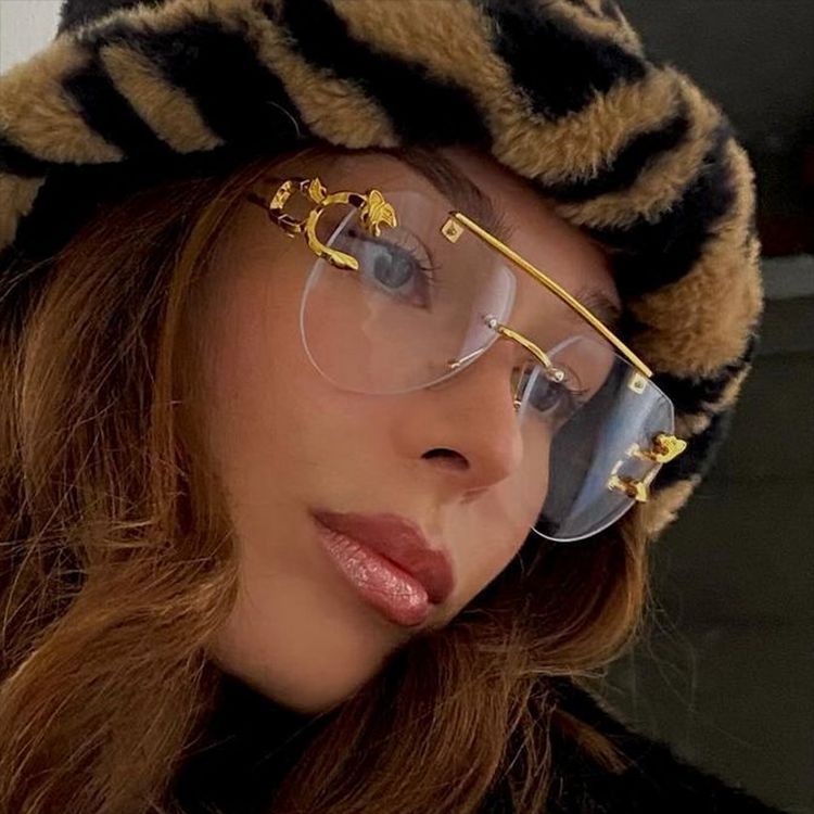 Damen ausgefallene runde Sonnenbrille mit dekorativen Details Karnz
