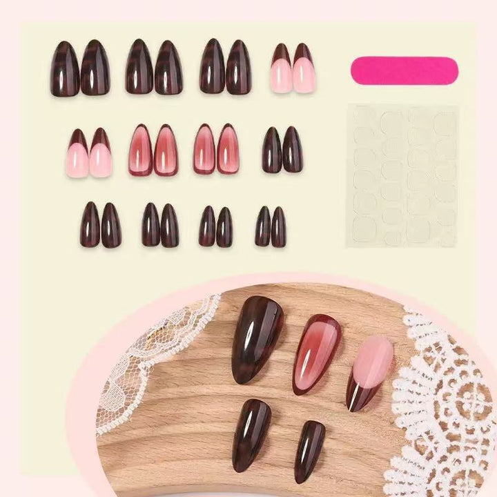 Kunstnagelset mit stilvollem Spitzen-Design und aufregendem Farbverlauf Karnz