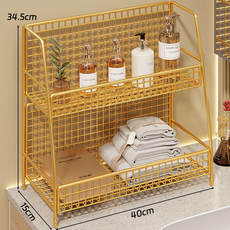 Winkelständer mit drei Drahtkörben und Gitterrückwand für geneigte Desktop-Mesh-Gepäckablage und -Thekenorganizer